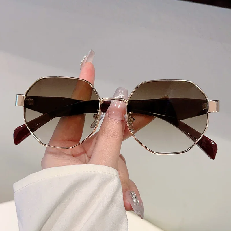 KAMMPT Vintage Polygon Sonnenbrille Herren Mode Übergroße Outdoor Dekor Shades Damen 2025, trendiges Markendesign, Anti-UV-Sonnenbrille