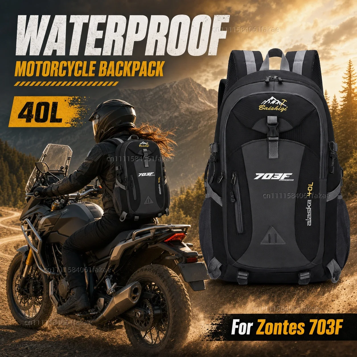 Für Zontes 703F 703 F 2025 Motorrad-Rucksack 40L Wasserdichter Reiserucksack Outdoor Wandern Camping Tagesrucksack Leichter Fahr-Rucksack