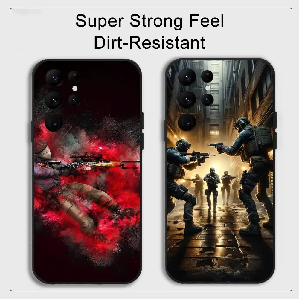 حافظة هاتف C-Counter-Strike لهاتف S Series S20 S21 S22 S23 S24 FE Plus غطاء فائق من مادة البولي يوريثان الناعمة والصديقة للبشرة