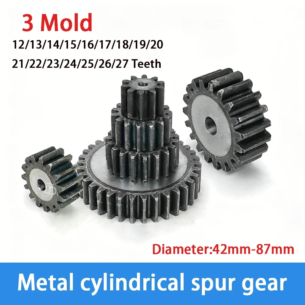 1Pcs Type 3 Positive Gear 45#Steel 3 Mold Cylindrical Gear 12/13/15/16/17/18/19/20/22/25/27 Teeth Metal Transmission Gear