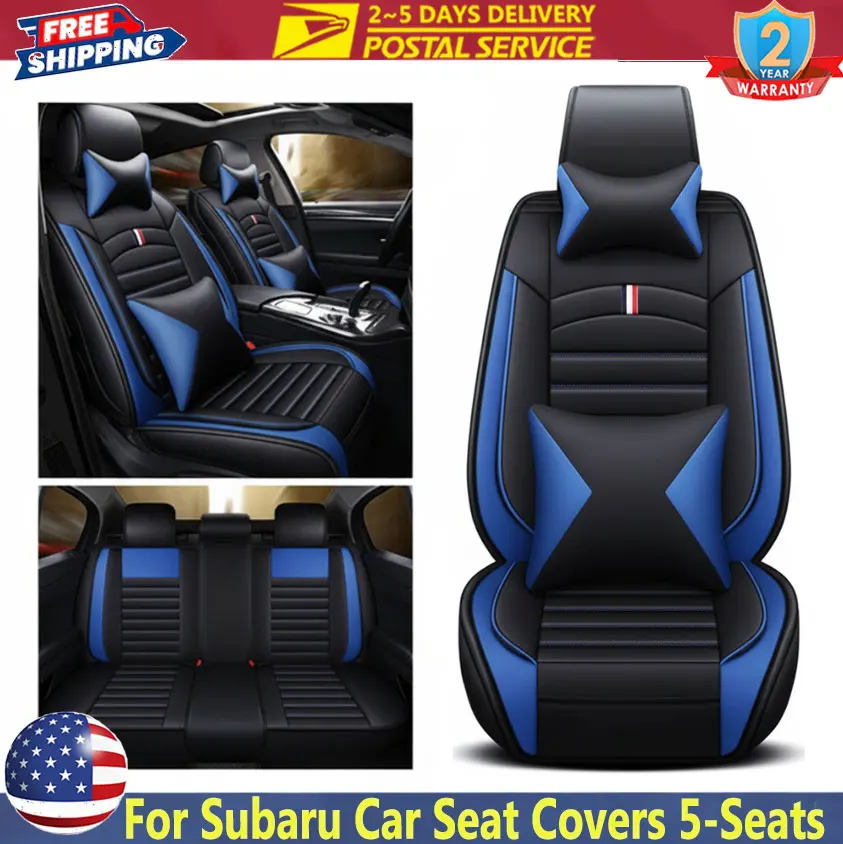 Universal For Subaru Leather Car Seats Covers 5-Seats Full Set Front Rear Seats Protector Four Season Most Car SUV Accessories