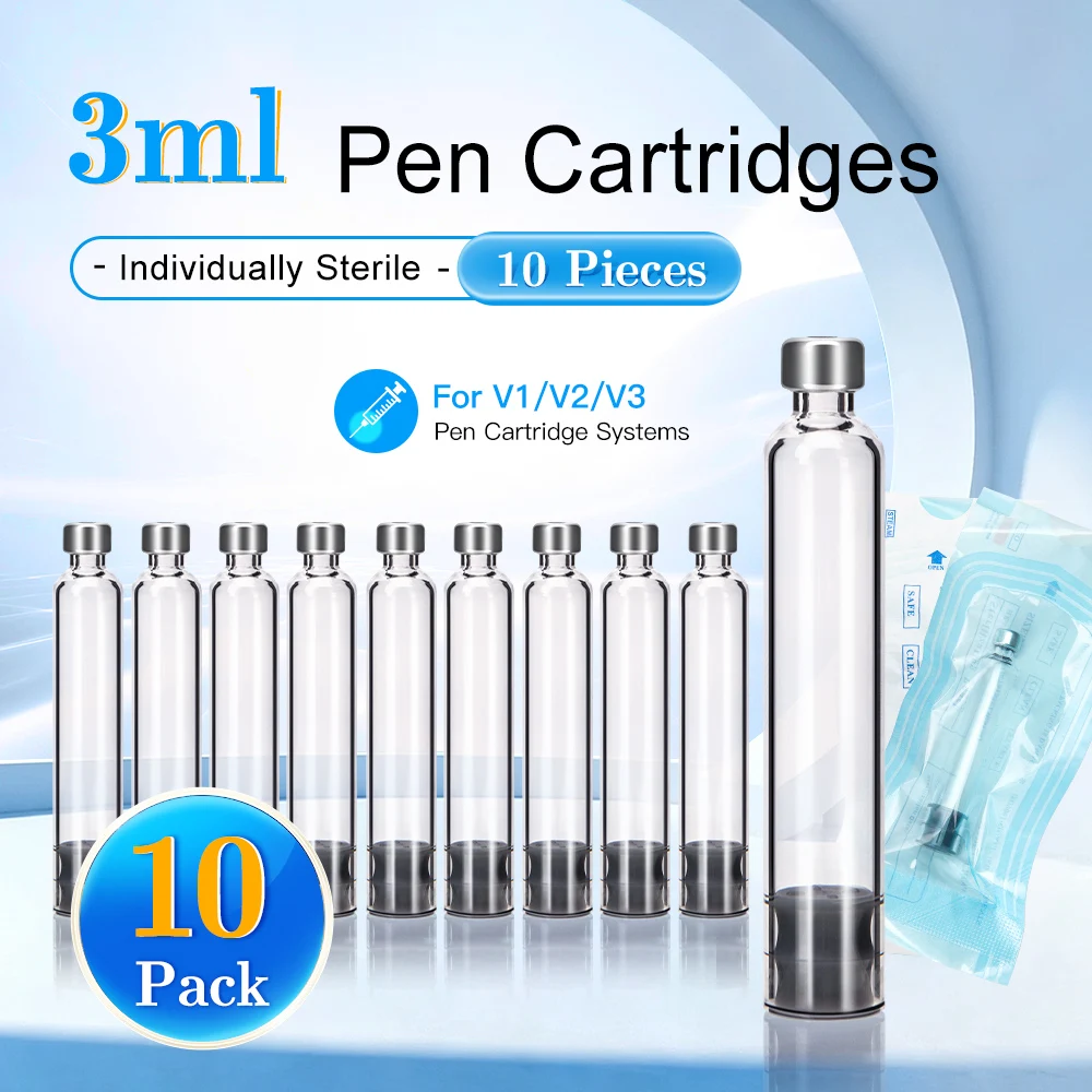 10-50 Pack 3ml Peptide Insulin Pen Cartridge, 3cc Cartridges Compatible with Reusable Injection V1 & V2 Pens, Individually Pack