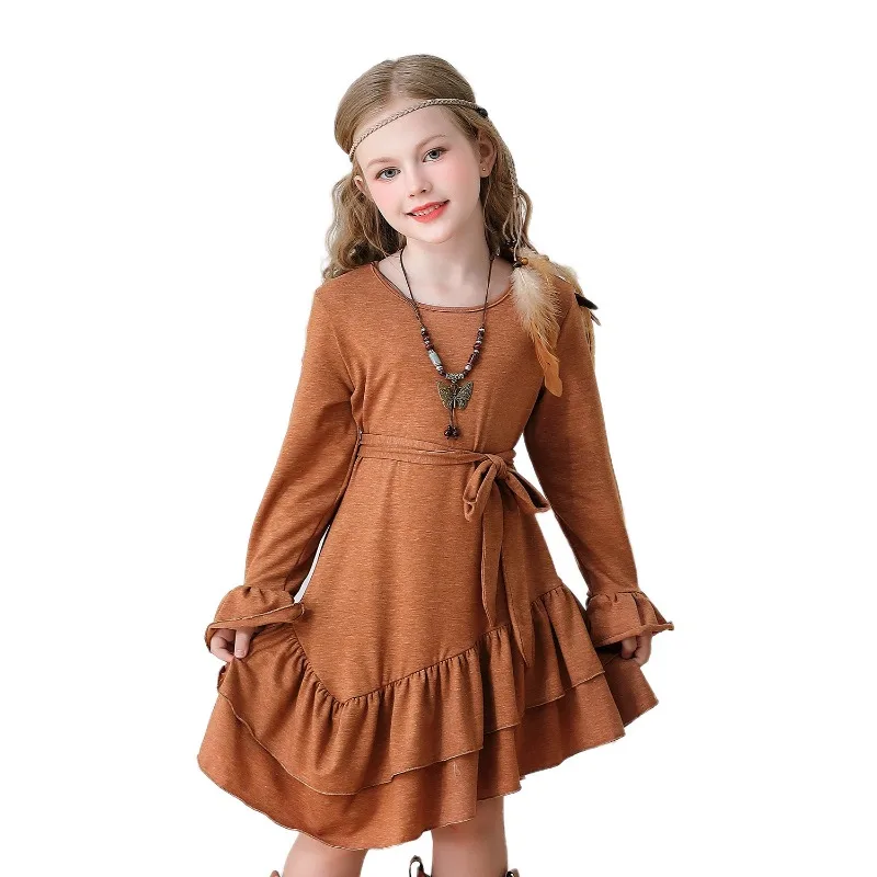 فستان جديد لمرحلة الهالوين للأطفال لعام 2025 بأكمام طويلة وكشكشة على طراز رعاة البقر لأزياء الحفلات والكرنفال #5