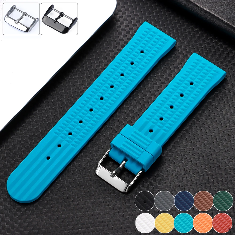 Bracelet de montre en caoutchouc de qualité supérieure pour Seiko souple universel 20mm 22mm bracelet en Silicone remplacement pour bracelets de montre étanches Water Ghost