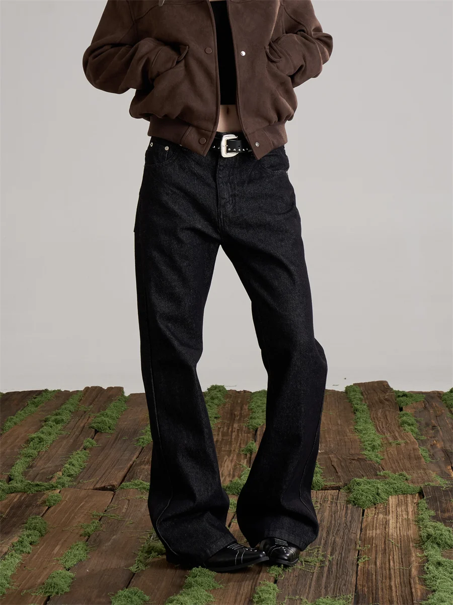 

Classic American Style Bell Bottom Jeans Women's Slimming Casual Long Pants Retro Natural Waist Button Closure Color