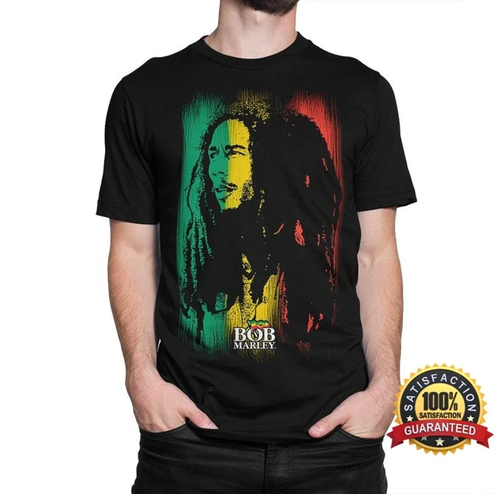 Camiseta con estampado de Bob Marley, camisa con estampado de Rastafari, Bandera de Rastafari, Bk216