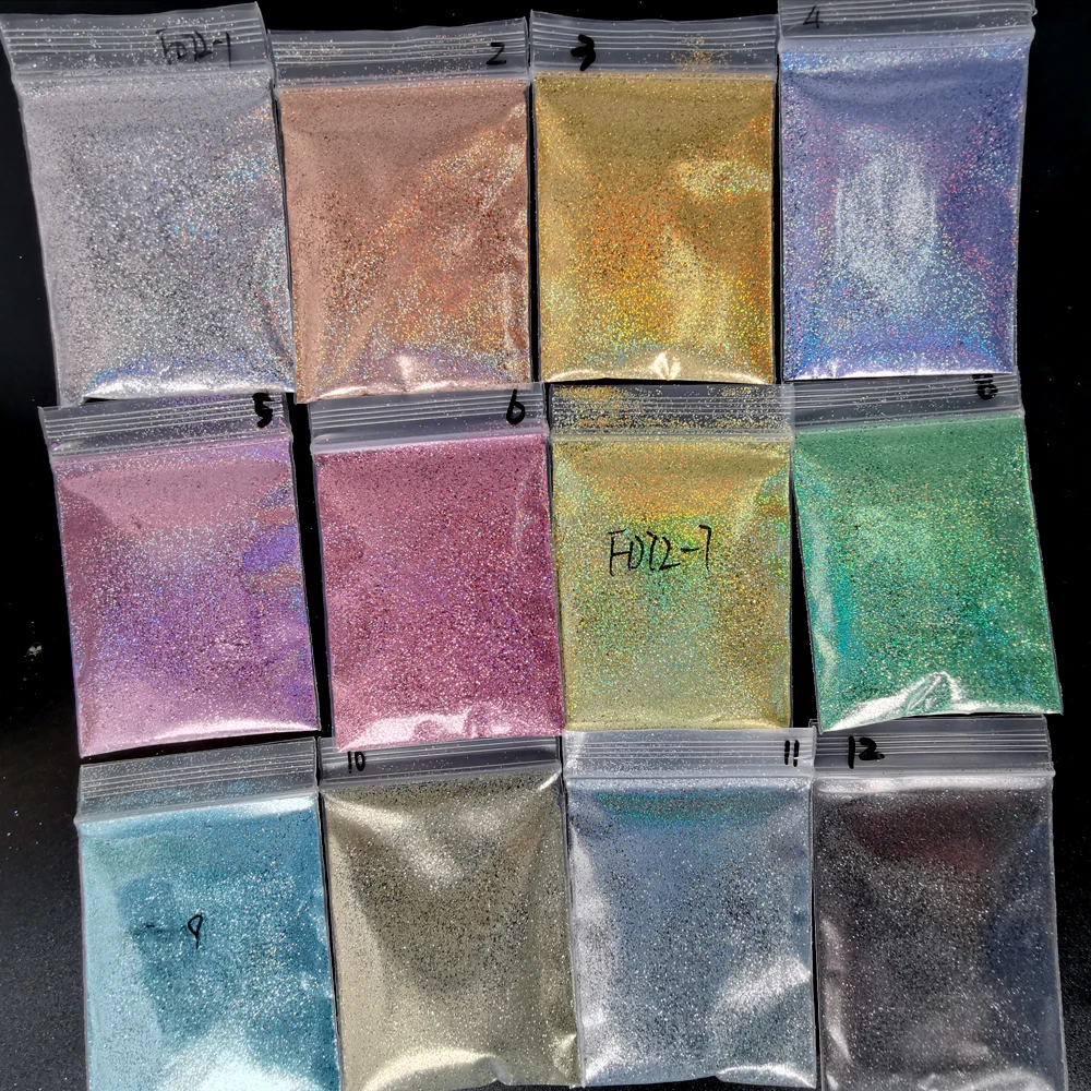 1/128  5g Holographic Rainbow Extra Fine Glitter Powder Dazzling Silver/Pink/Gold Nail Holo Glitter Cosmetic Grade Glitter 0.2mm