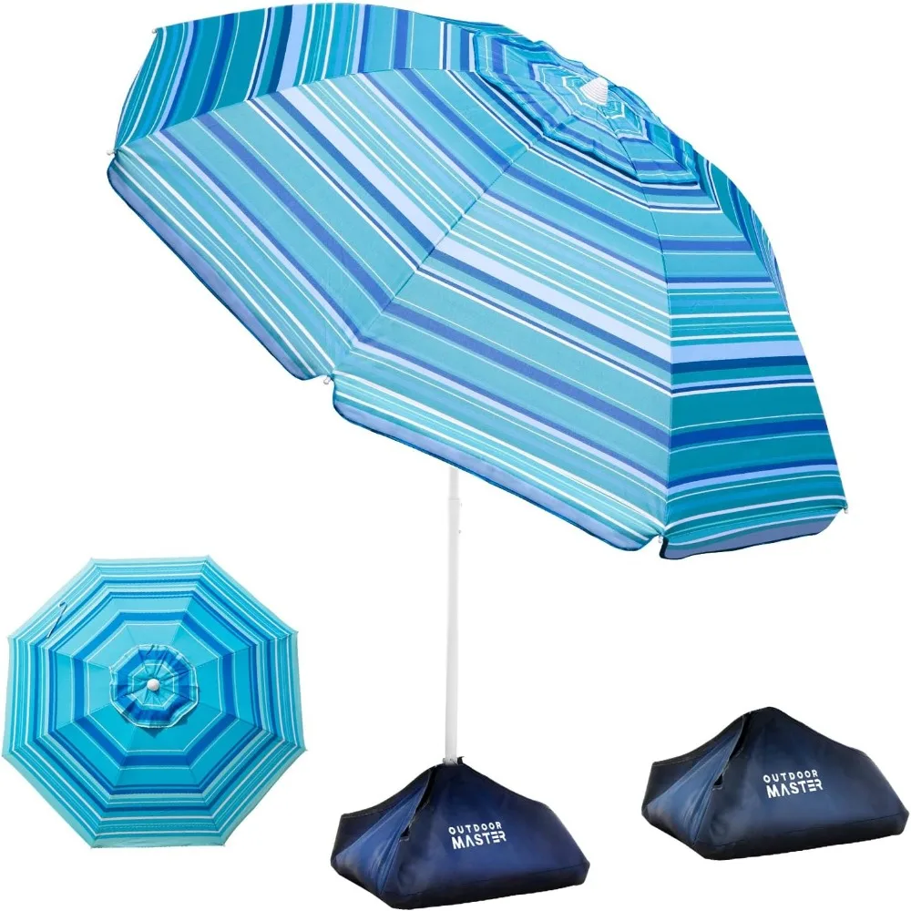 6.5ft Adjustable Beach Umbrella with Sandbag, UPF50+ Sunshade, Portable for Patio and Outdoor Use