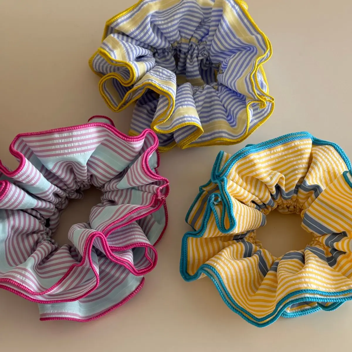 

New Colorful Lattice Ruffles Hair Scrunchies Headbands for Women Girls Sweet Romantic Hair Rope Rubber Band Hair Accessories
