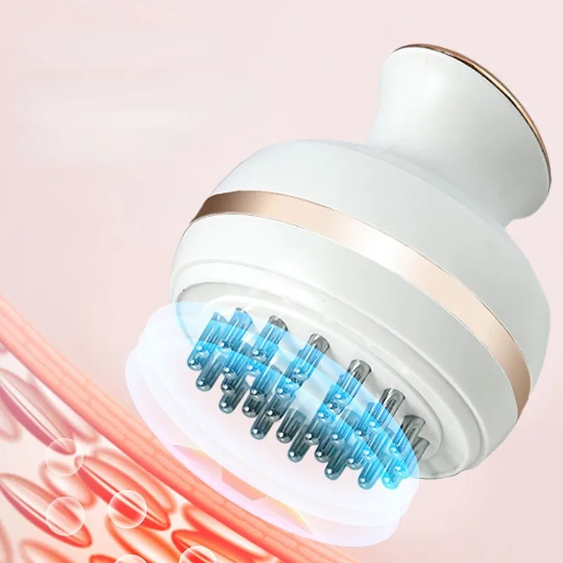 EMS electric head vibration massager, liquid introduction into hair comb for scalp care, head tendon unblocking device