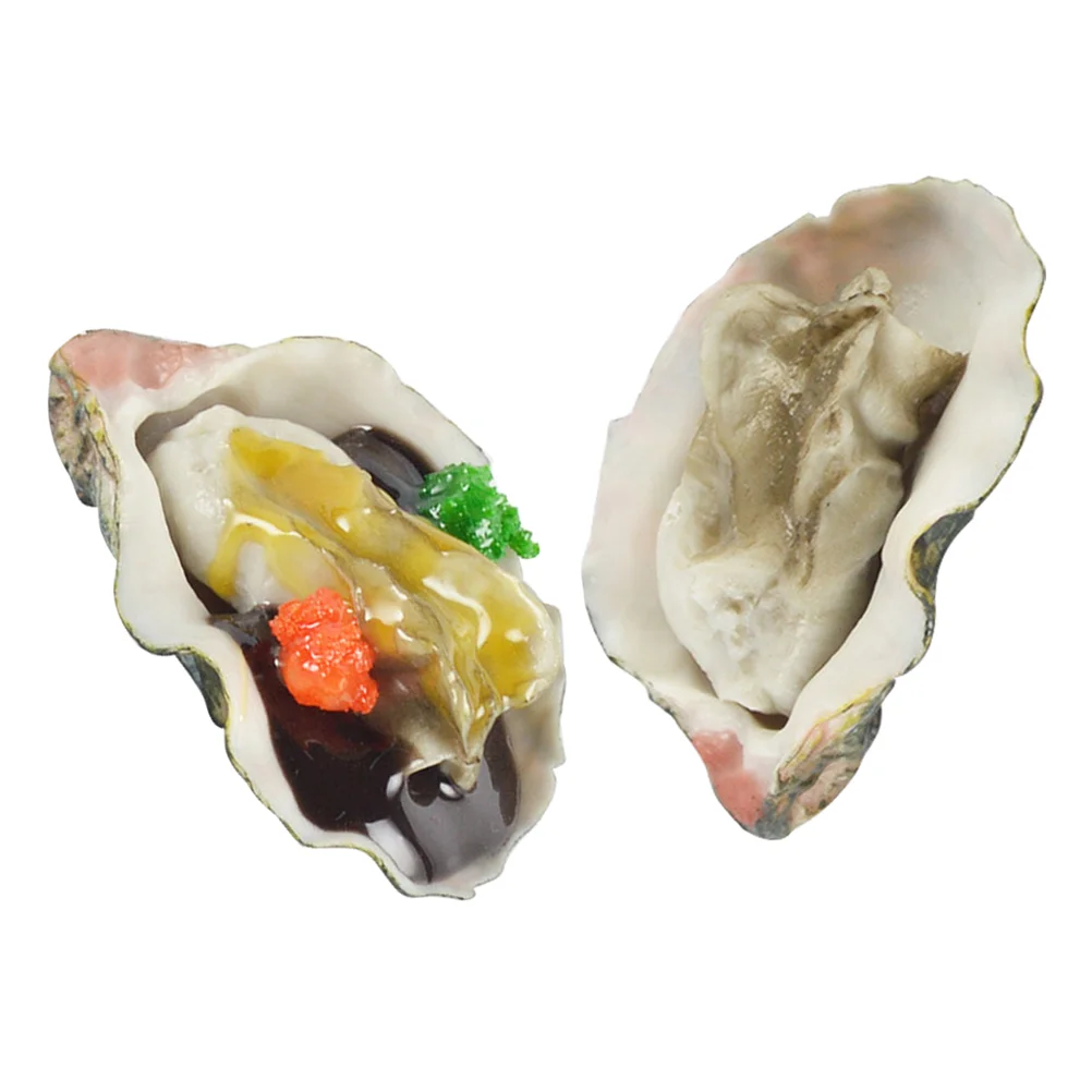 2 Pcs Simulated Oysters Seafood Photo Prop Fake Model Vivid Toys Simulation Play Kitchen