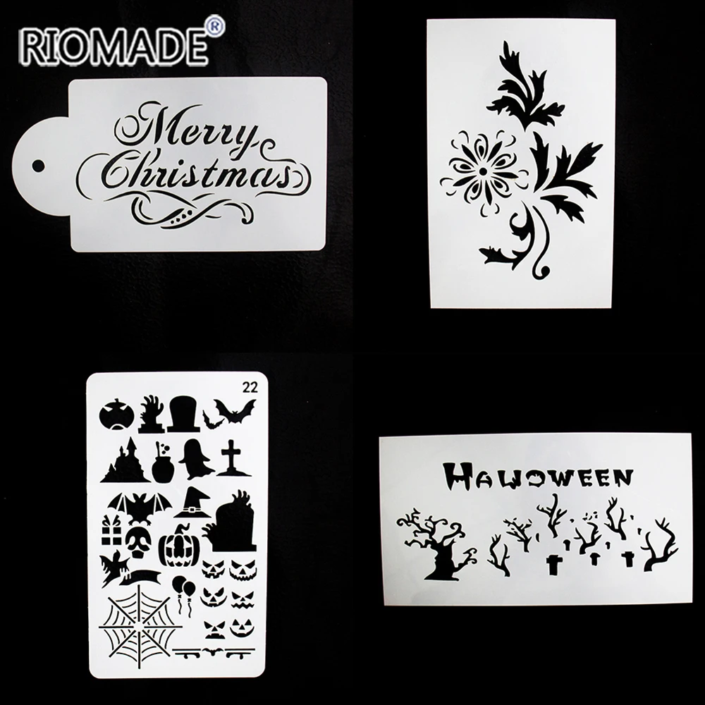 Cake Stencil for Fondant Biscuit Christmas Halloween Pumpkin Snowman Drawing CakeMold Spray Template DIY Album Handdrawn Tool co