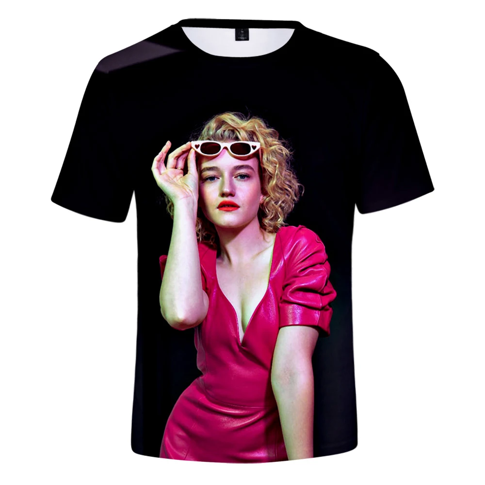 Julia Garner Merch Tshirt 3D kaus Wanita Pria lengan pendek leher bulat kaus musim panas gaya kasual pakaian lucu