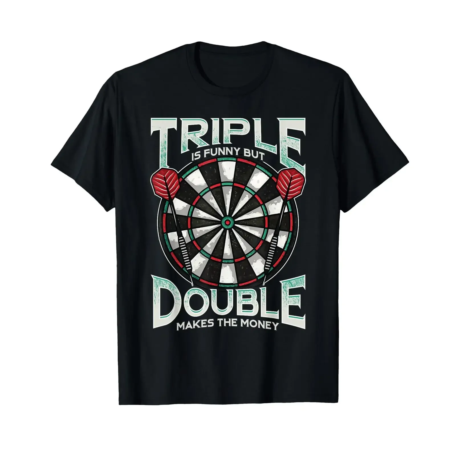 Triple Is Funny But Double Makes The Money Darts Bullseye T Shirt vintage Washed homme Breathable Stretched designer clothes