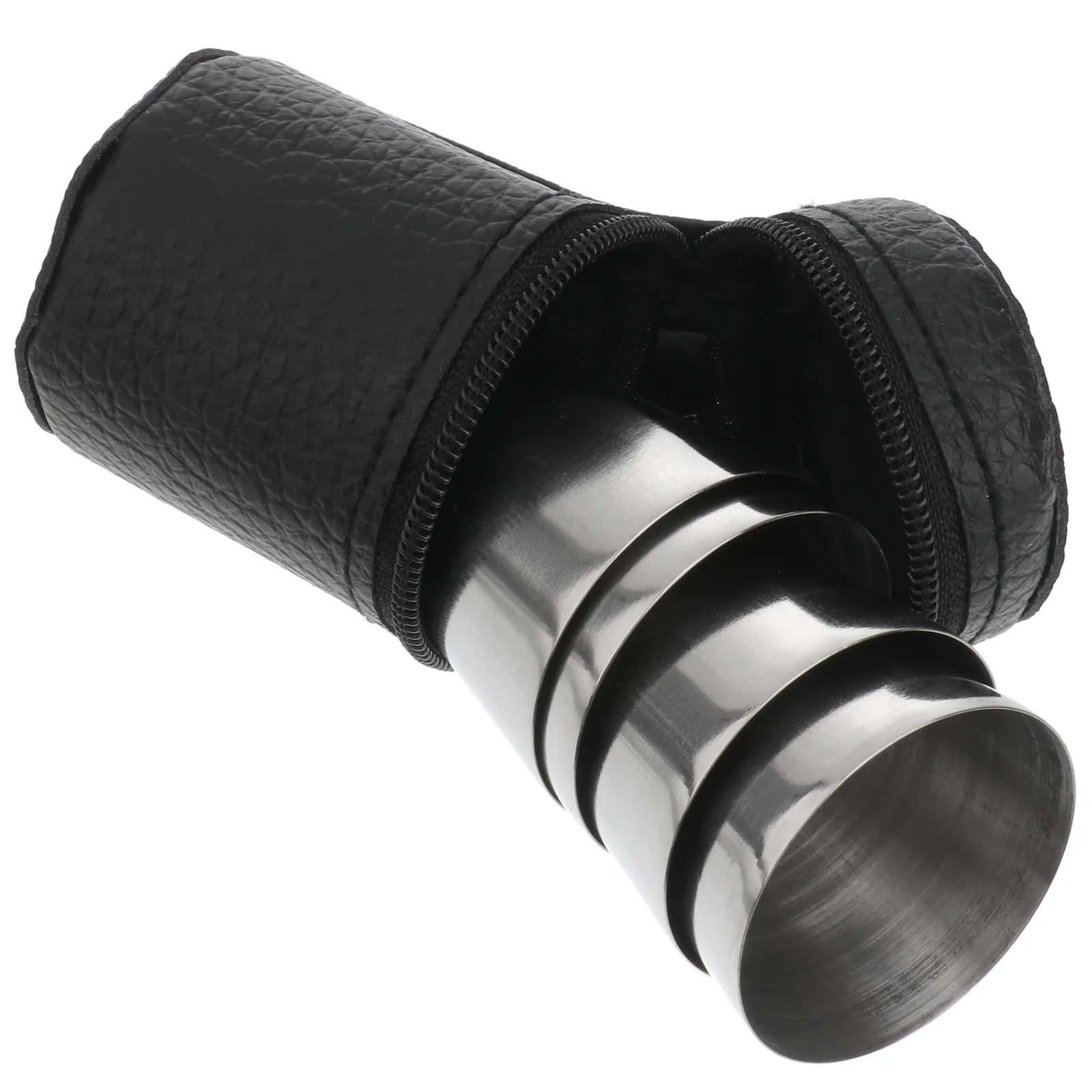 

4 Portable Stainless Steel Cups 30ml Capacity Black Case Camping Hiking Outdoor Sports Party Metal Drinkware