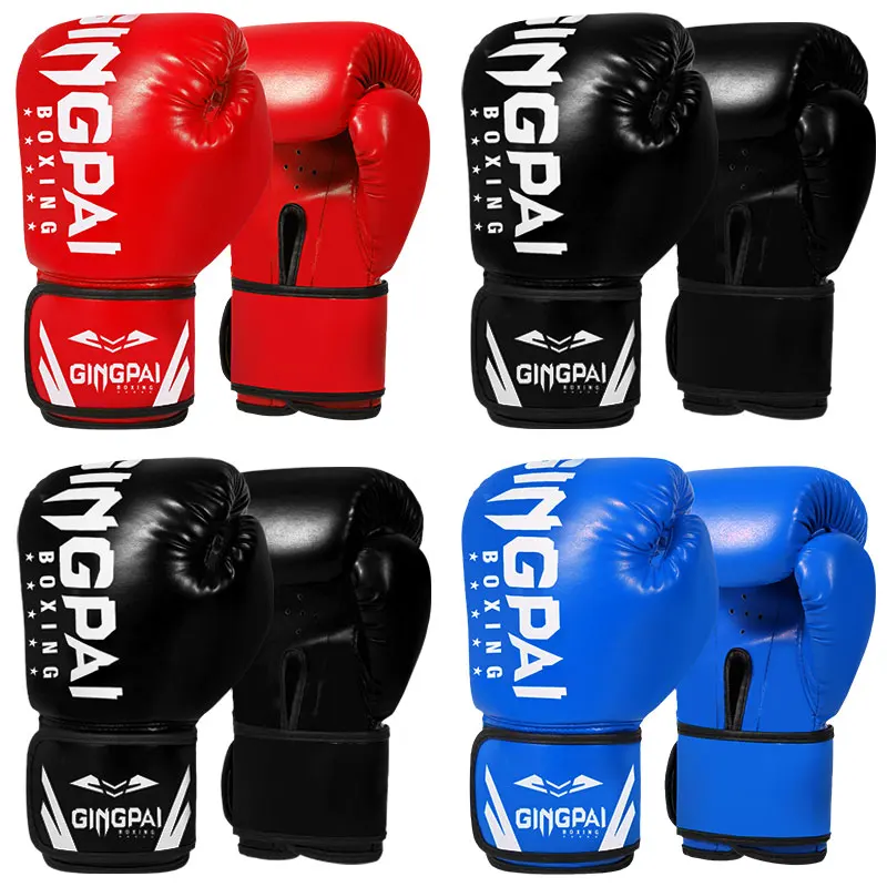 

1 Pair Adult Boxing Gloves Men Punching Training Sparring Comfortable Adjustable Fighting Mitts Hand Protector Black Red Blue