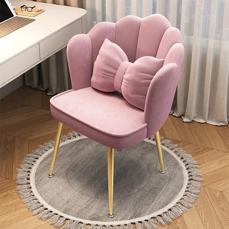 

Living Room Dresser Makeup Chair Women's Room Modern Design Flower Tube Bedroom Velvet Pink Bedroom Chair