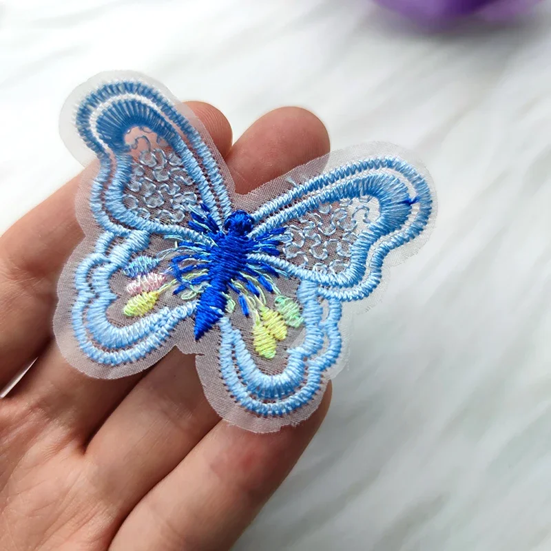 10Pcs Colored Embroidered Butterfly Jewelry Accessories Flower Lace Appliques For Clothes Sewing Supplies DIY Hair Clip