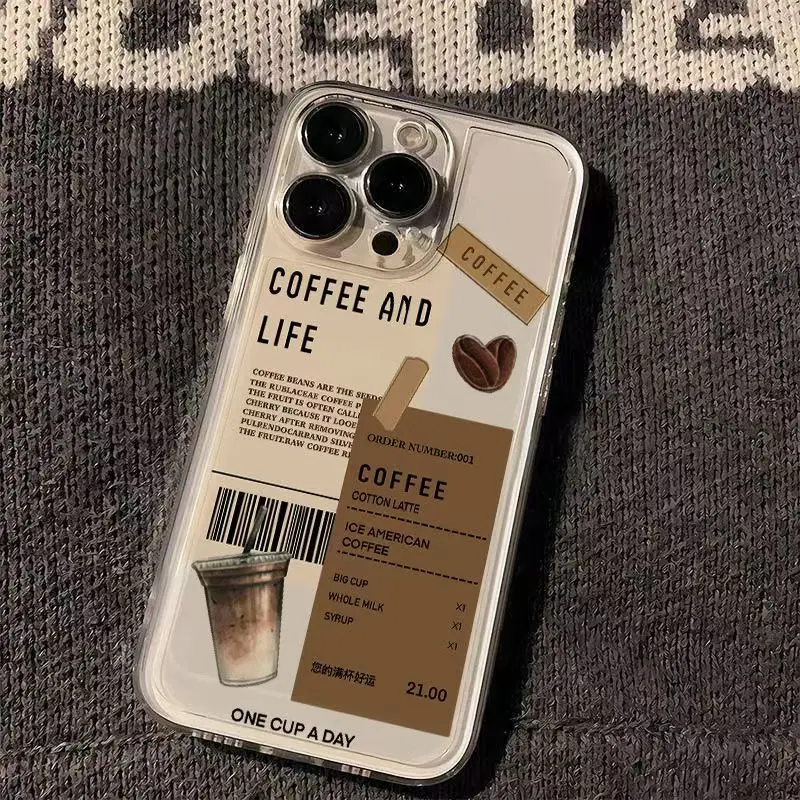 Fundas de teléfono café para iPhone 16 15 14 13 12 11 Pro Max XR 8 7 Plus 13 12 Mini cubierta transparente suave