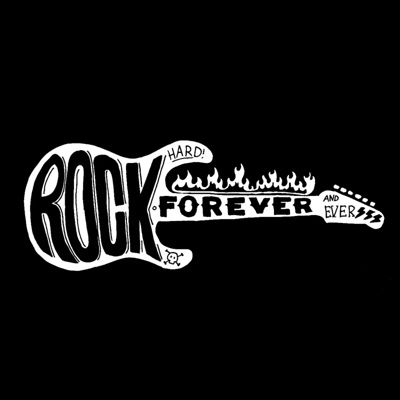 New Design Super Cool Music Rock Forever Guitar Fire Vinly Creative Sticker Sticker Scratch Waterproof Car Sticker, 25cm