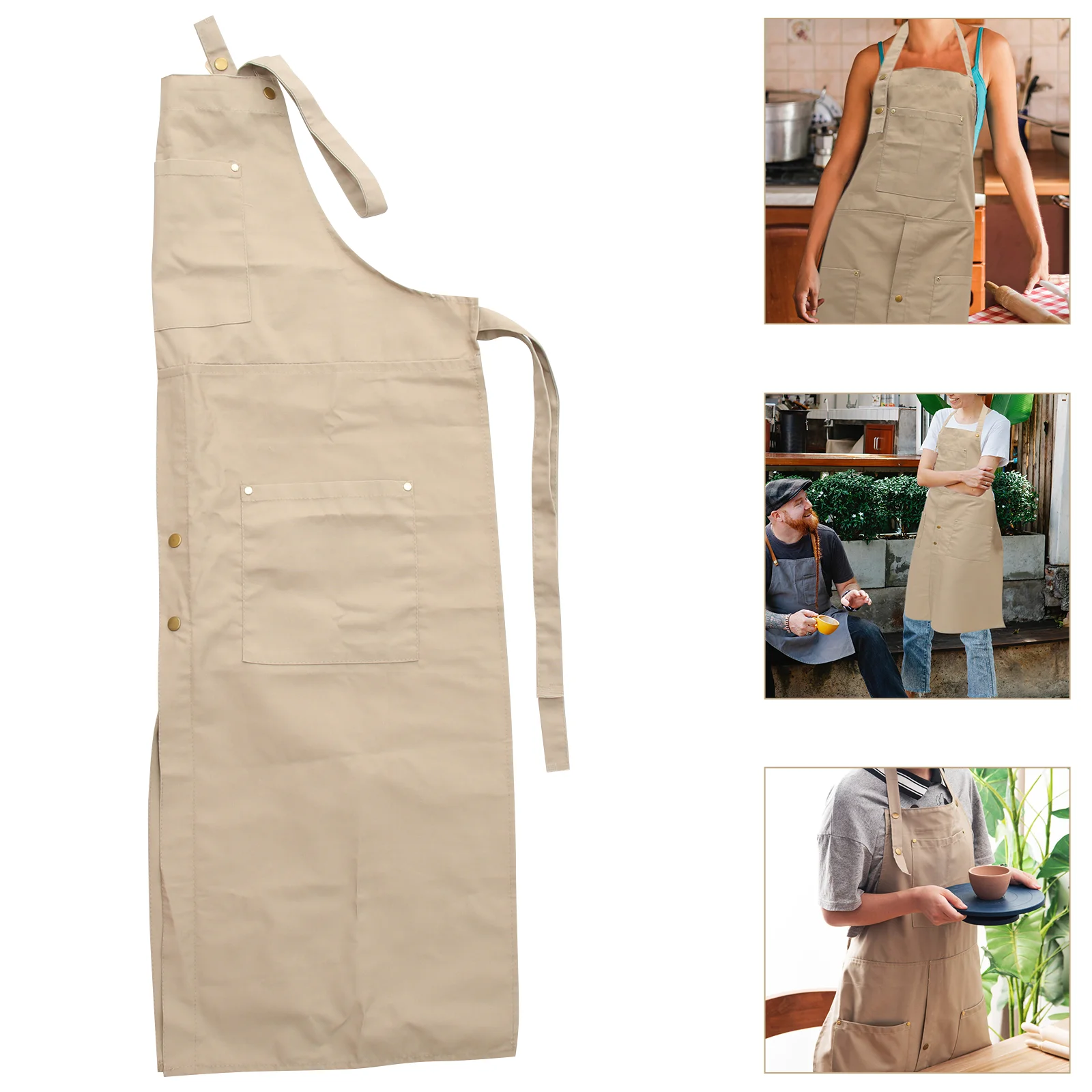 Apron Pottery Aprons for Adults with Pockets Hair Stylist Canvas Teacher Artist Gifts Women Men's