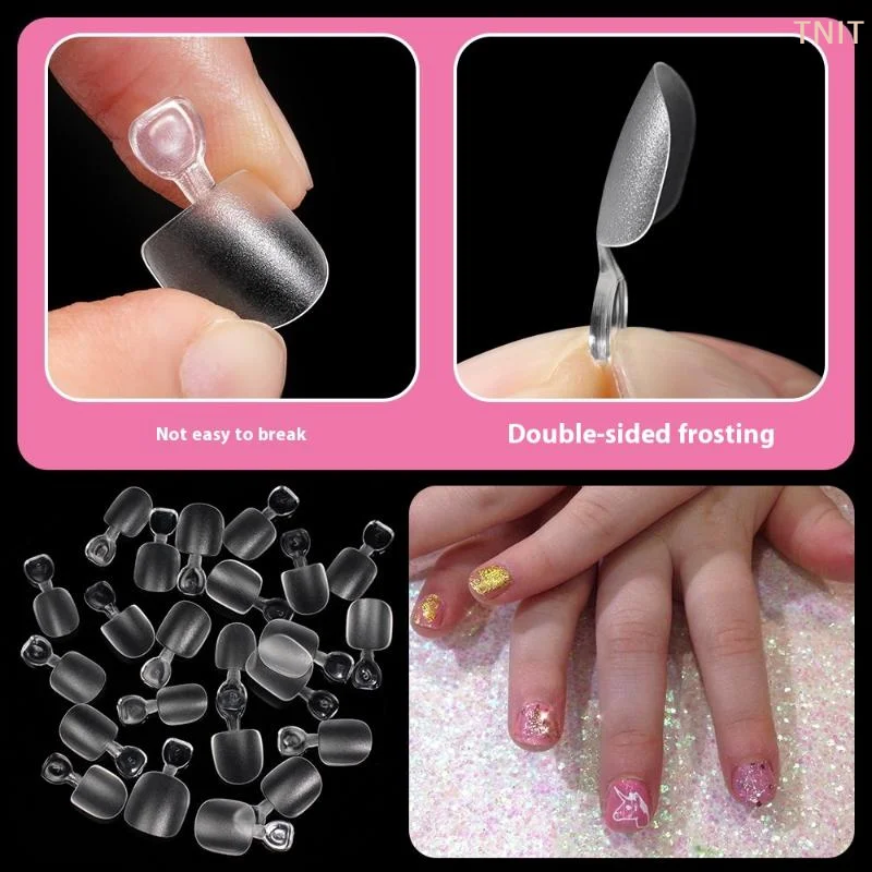 [J] 100PCS Kids False Nails Press On Nails Coffin Artificial Nails Clear Fake Nail Tips For Extension Manicure Tool