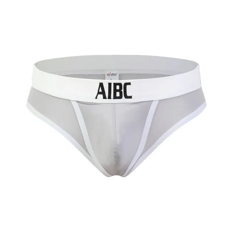 Aibc Open Front Mens Sheer Thong Penis Pouch Underwear T Back Sexy Lingerie Crotch Hole Ice Silk Panties Male Low Rise