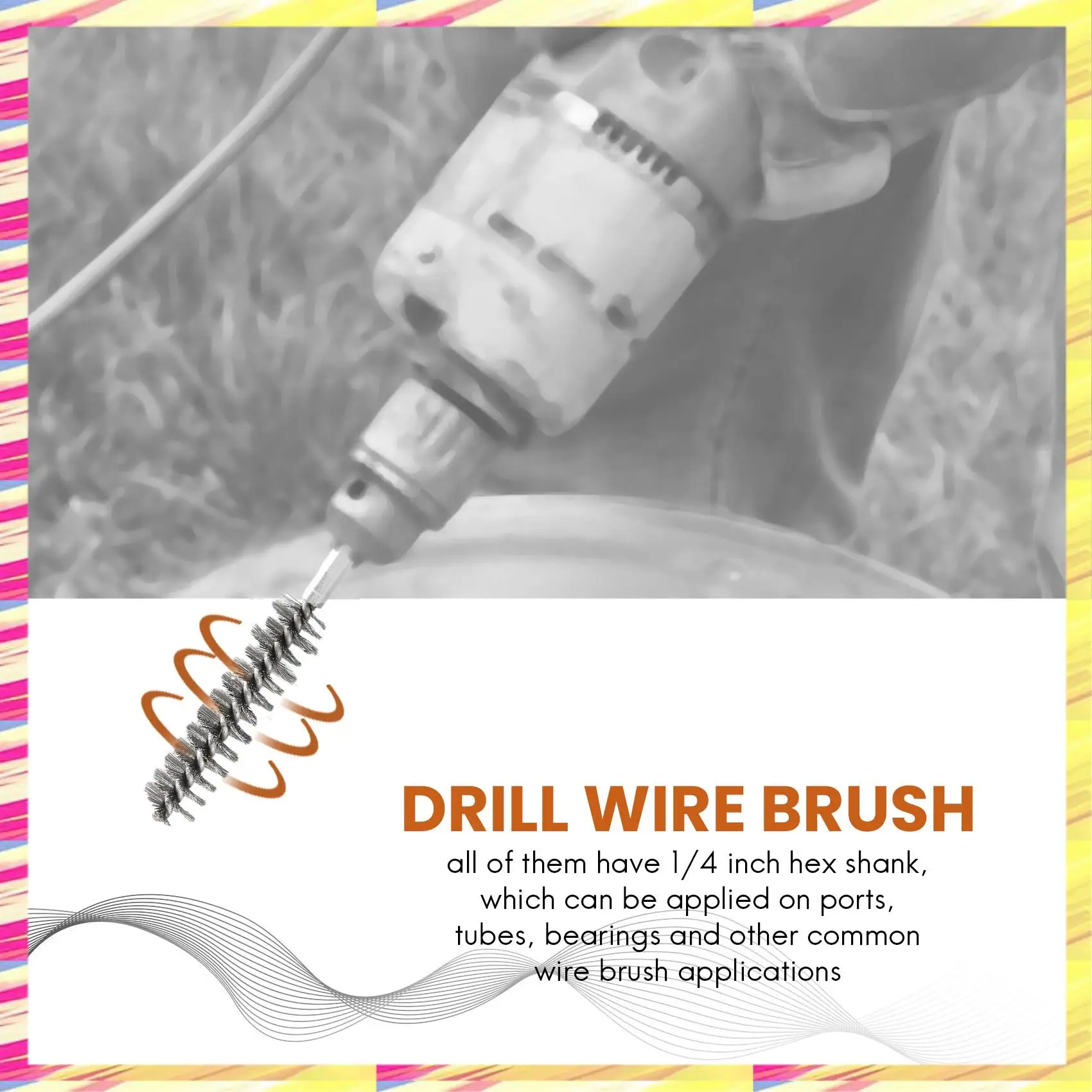 

ABJJ, 8 шт., набор сверл с проволочной щеткой и шестигранным хвостовиком 1/4 дюйма, скручивающая щетка из стальной проволоки, подходит для сверления перкуссии