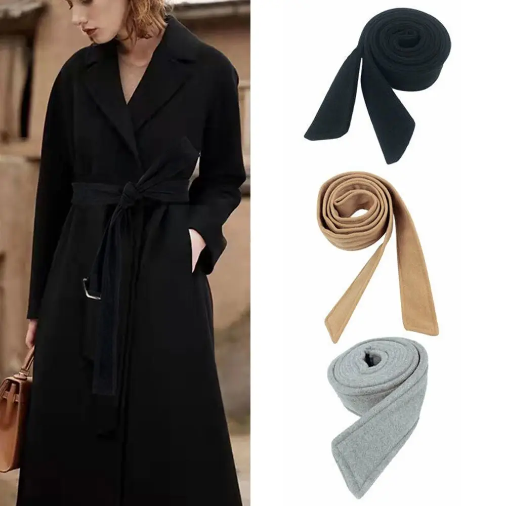 Sweater Classic Jacket Coat Belt Overcoat Waistband Faux Wool Woolen Sash