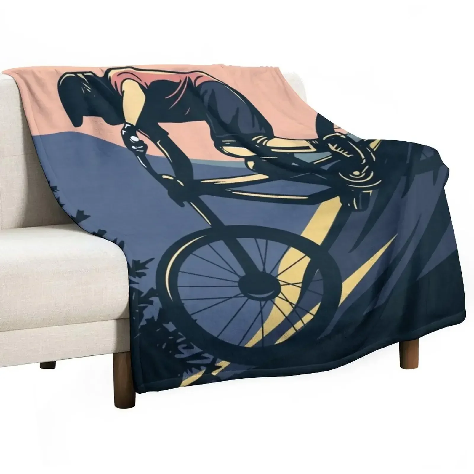 Downhill Mountain Biker Throw Blanket Beach blankets and throws Blankets