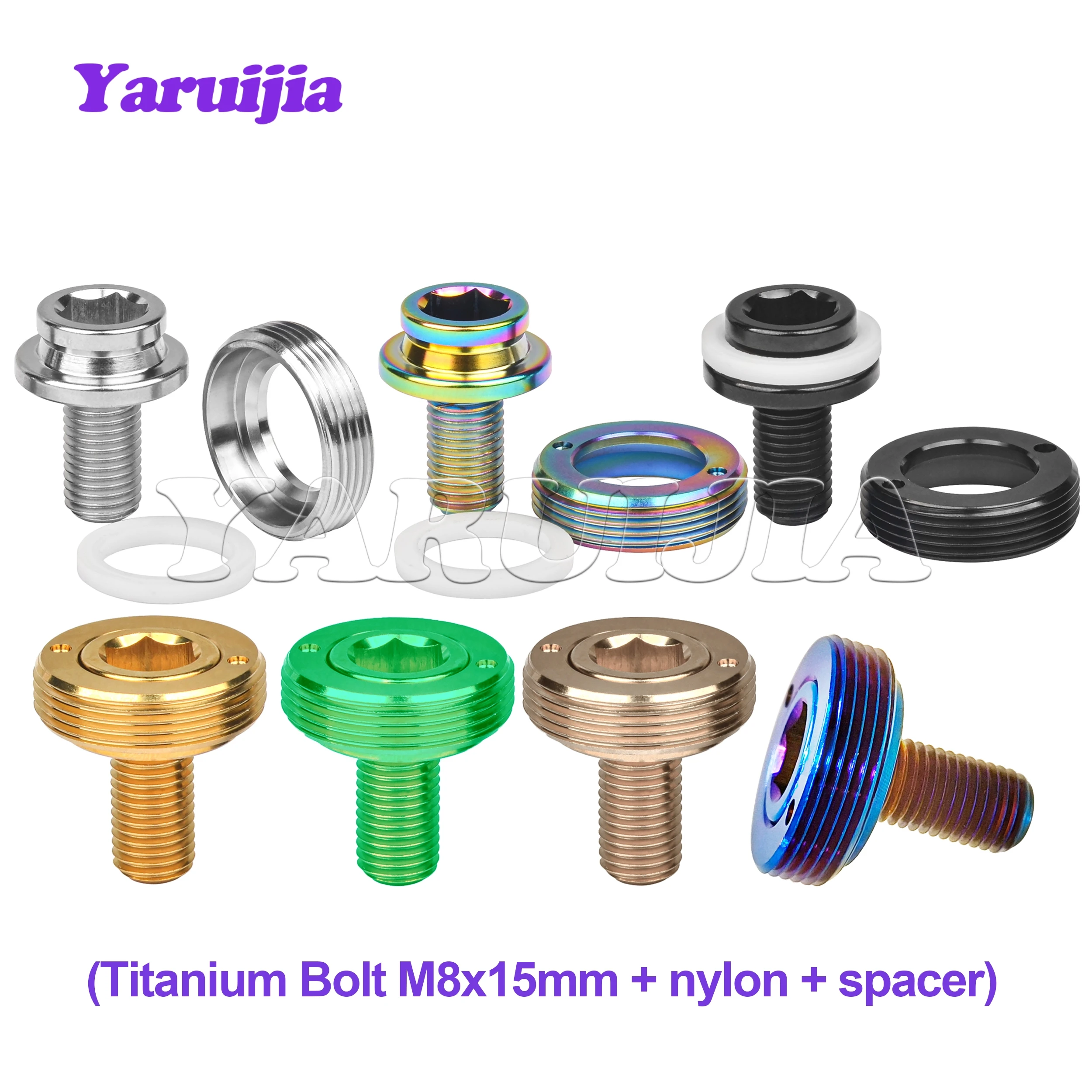 Yaruijia Titanium Bolt M8x15mm Square Hex Screws W/ Dust Cap Gasket for Pass Brompton Bottom Bracket Bike Ti Parts