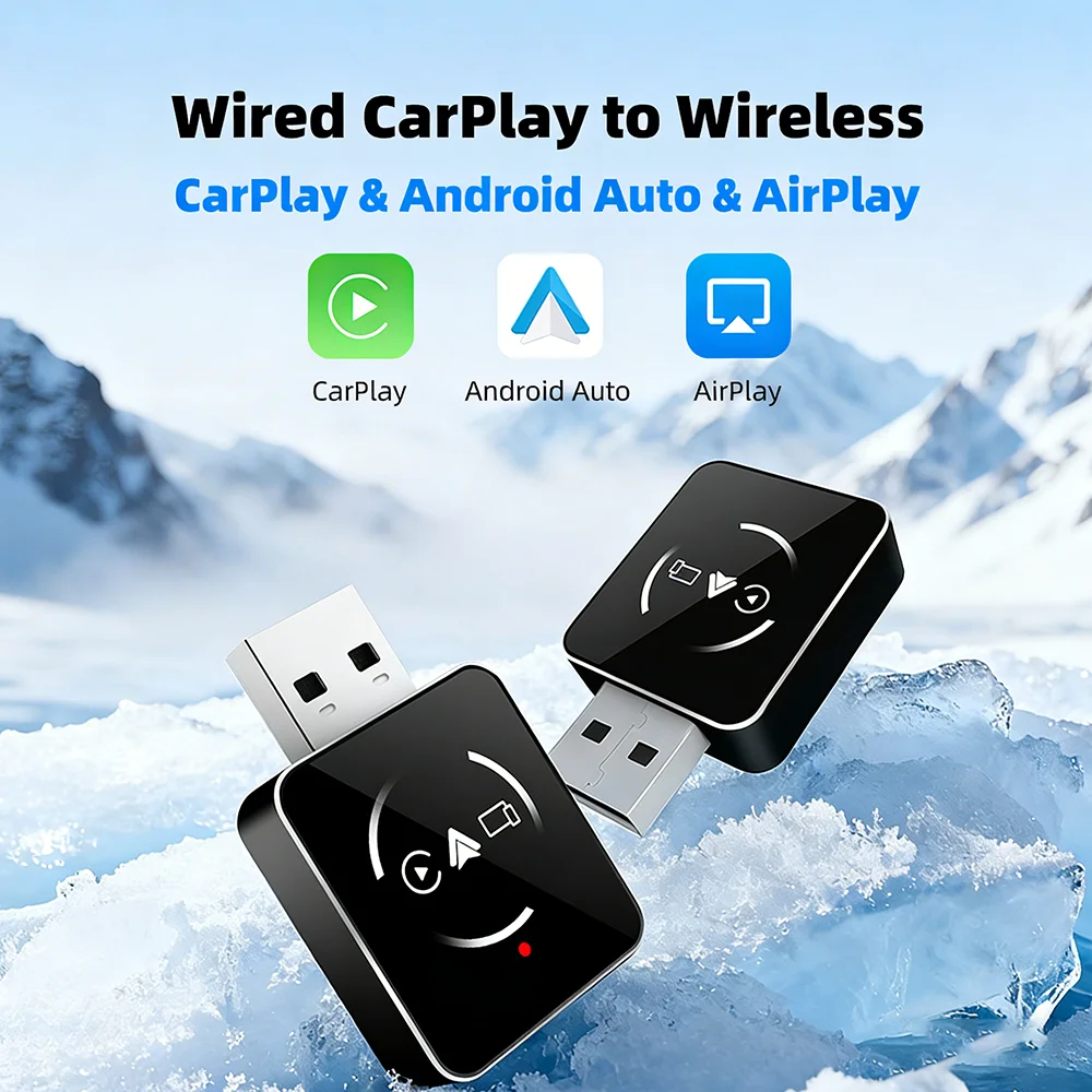 

Адаптер 3-в-1: проводной CarPlay в беспроводной, беспроводной Android Auto, AirPlay. Умная система для автомобиля, AI Smart Box.