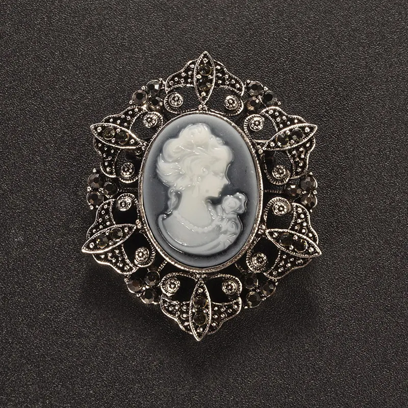 WEIMANJINGDIAN Brand Crystal Rhinestones Vintage Cameo Brooches Coat Dress Accessories Jewelry