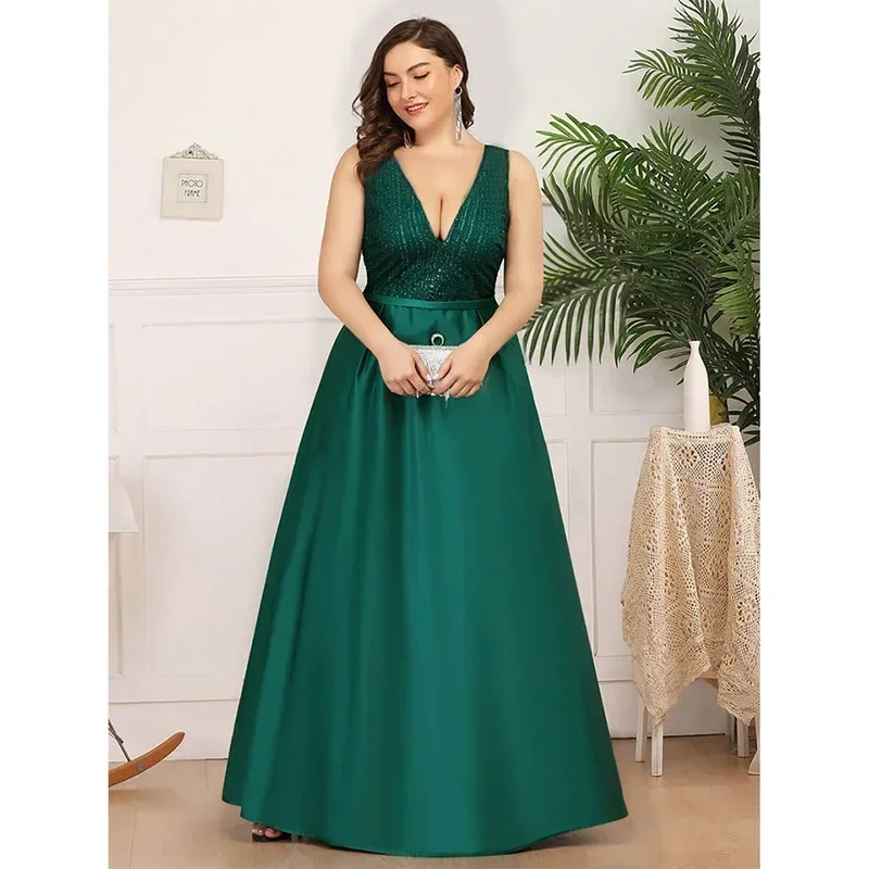 Dress Women's New Banquet Performance Chorus Stage Performance Wedding Dress Socialite Solid Color Sequined Evening Dress