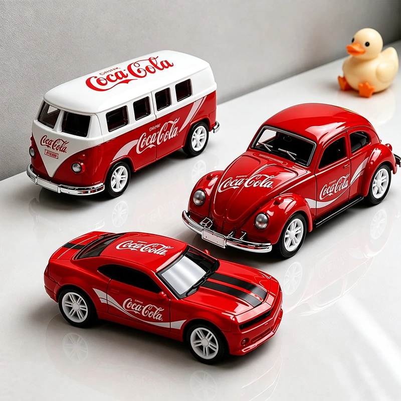Cola Version 150 Alloy  Beetle Bus Toy Car Model Retro Yellow Bug T1 Bus Collectible Simulation Vehicle Toy for All Ages
