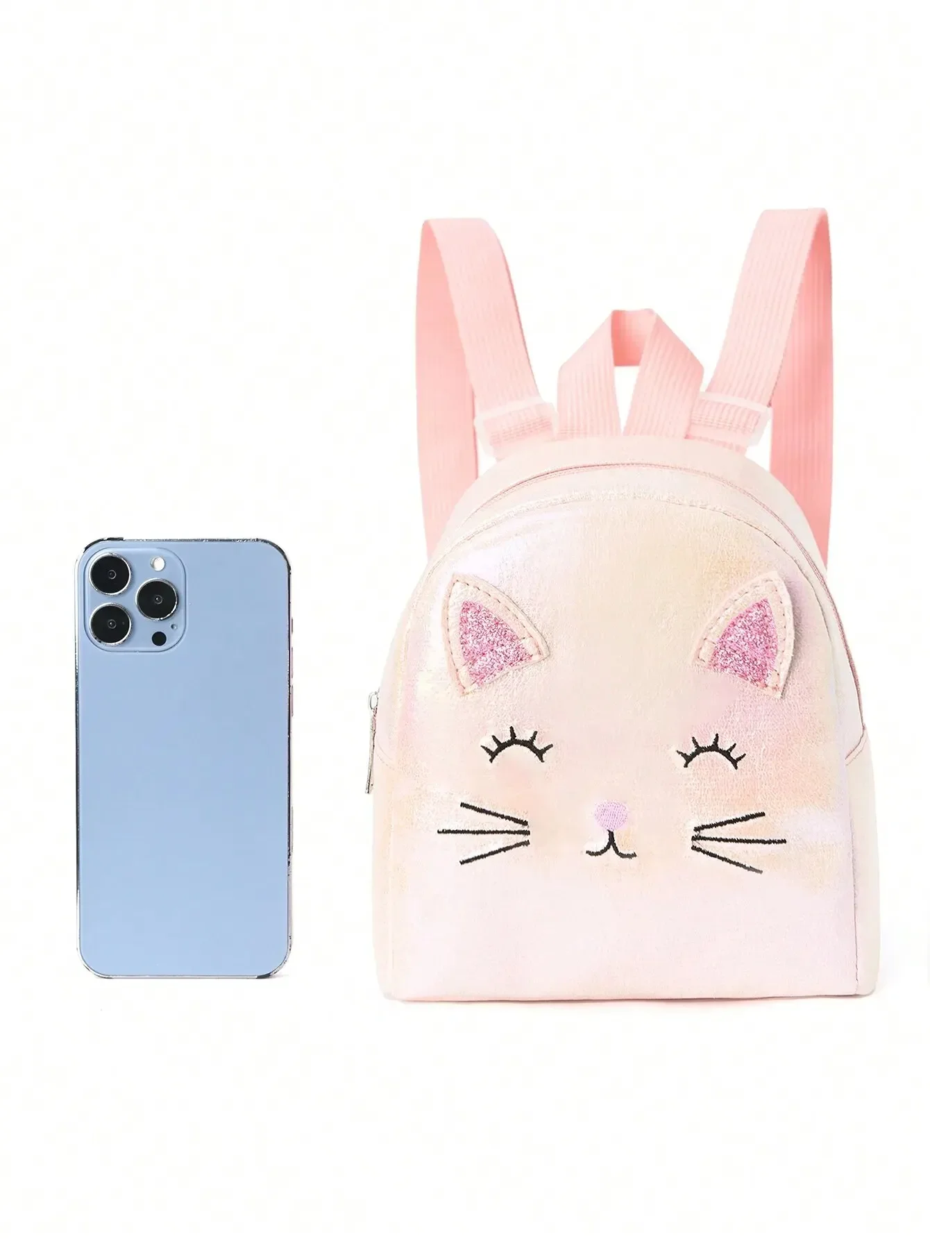 1 Pc Girls Mini Cute Cat Embroidered Backpack For Little Girls Kindergarten Primary School Students Daily Use Holiday Gift