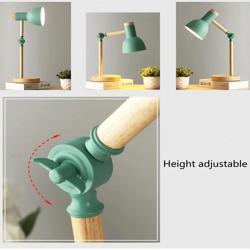 LED Eye Protection Desk Lamp, Lâmpadas De Mesa De Madeira Criativas, Decoração De Estudo Do Quarto, Pequena Luz Noturna, Mobília Do Quarto