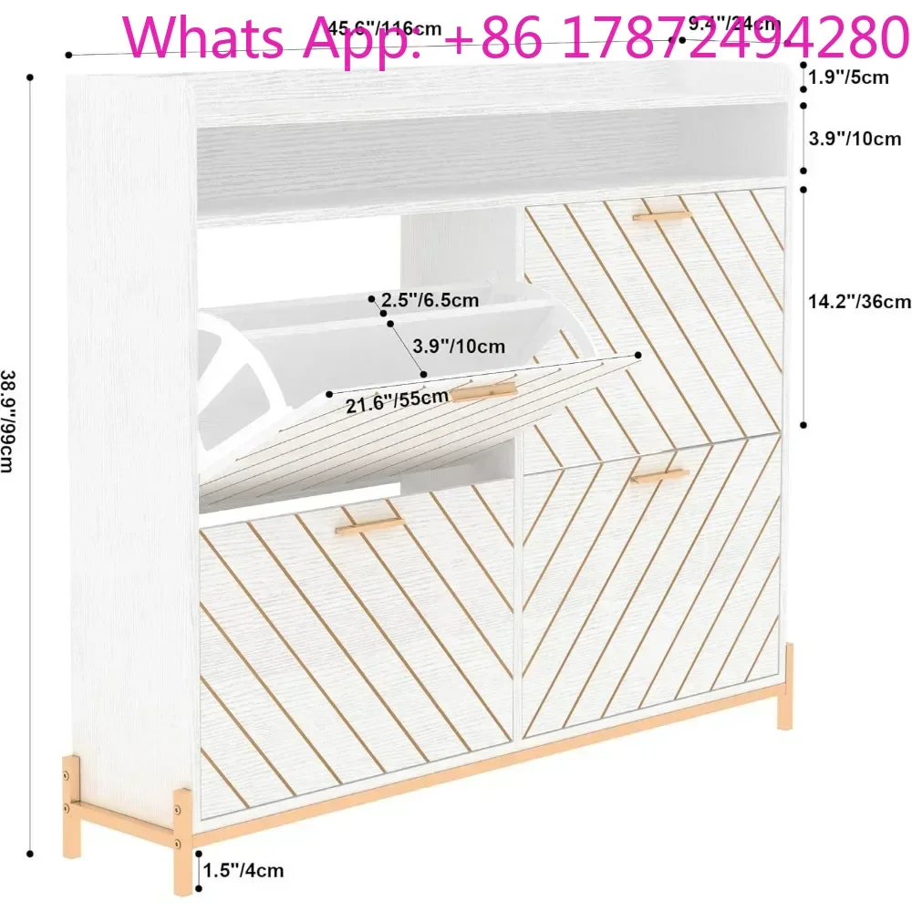 Shoe Cabinet with Flip Doors, Modern Rustic Design for Entryway or Hallway