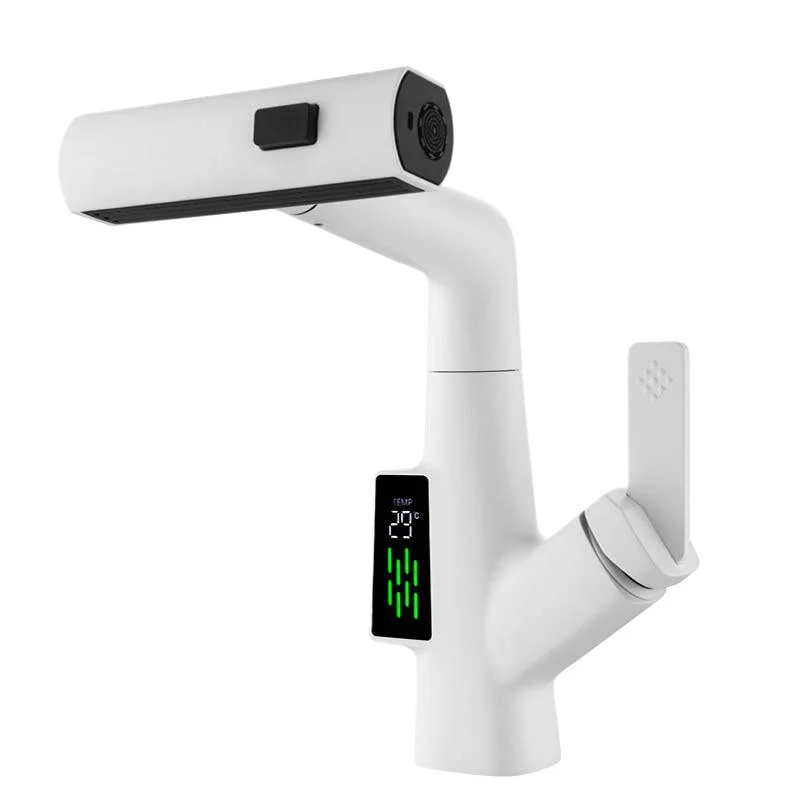 

Lifting and lowering Feiyu waterfall wash basin faucet Pull-out hydroelectric power generation digital display faucet