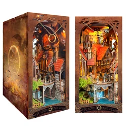 DIY Wooden Book Nook Shelf Insert Kit Spirit Valley of The Magic Ring  Miniature Model Kits Bookshelf Bookend for Friends Gifts