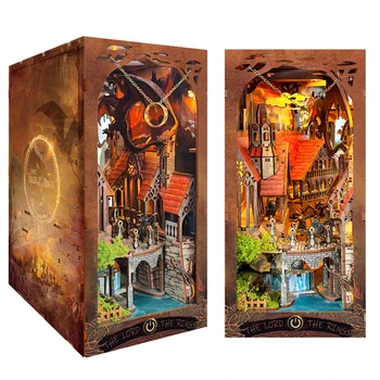 DIY ahşap kitap Nook raf ekle kiti ruh vadisi sihirli yüzük minyatür modeli kitleri kitaplık Bookend arkadaşlar için hediyeler