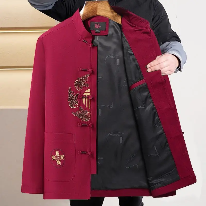 

Thiened Fce Men's Winter Clothes Set Warm Casual Outerwear Tang Costume for Dad andpa Autumn Winter Chinese Sle Clot...