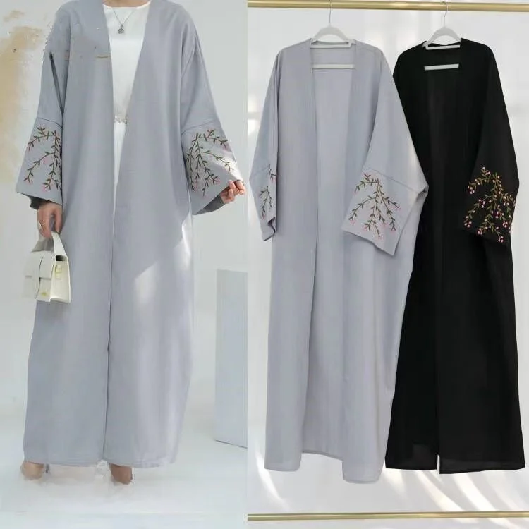 سترة جديدة مطرزة بالزهور في الشرق الأوسط Dr Long Sve طول الأرض تصميم خصر فضفاض لربيع 2024 موضة Faion #1