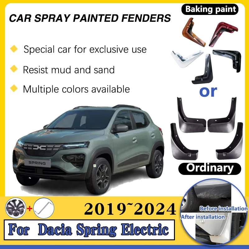 For Dacia Spring Electric Accessories 2023 2024 2022 2021 2020 2019 Car Flap Splas Splash Guard Front Rear Mudguards Accessories