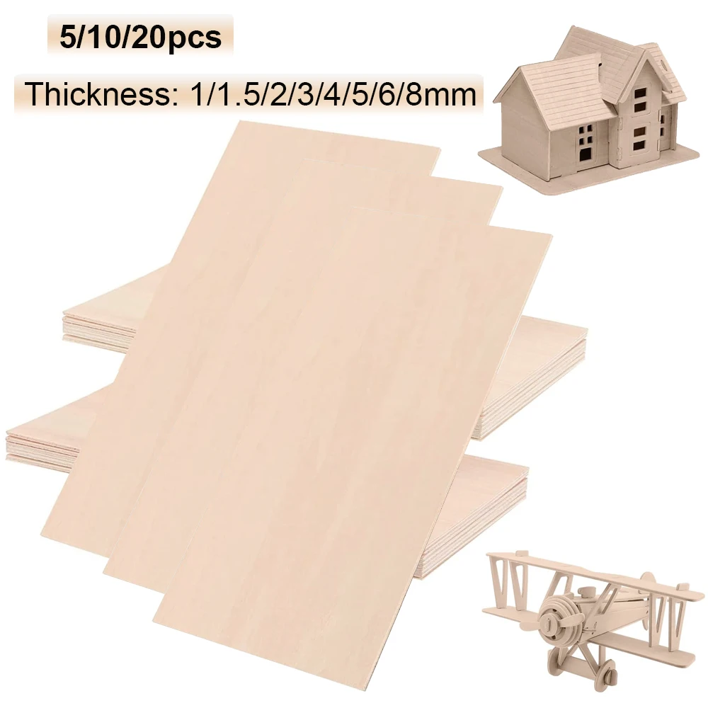 5/10/20pcs Wooden Board Model Unfinished Boards for Aircraft Molding Boats Architectural Carving Arts & Crafts DIY Decoration