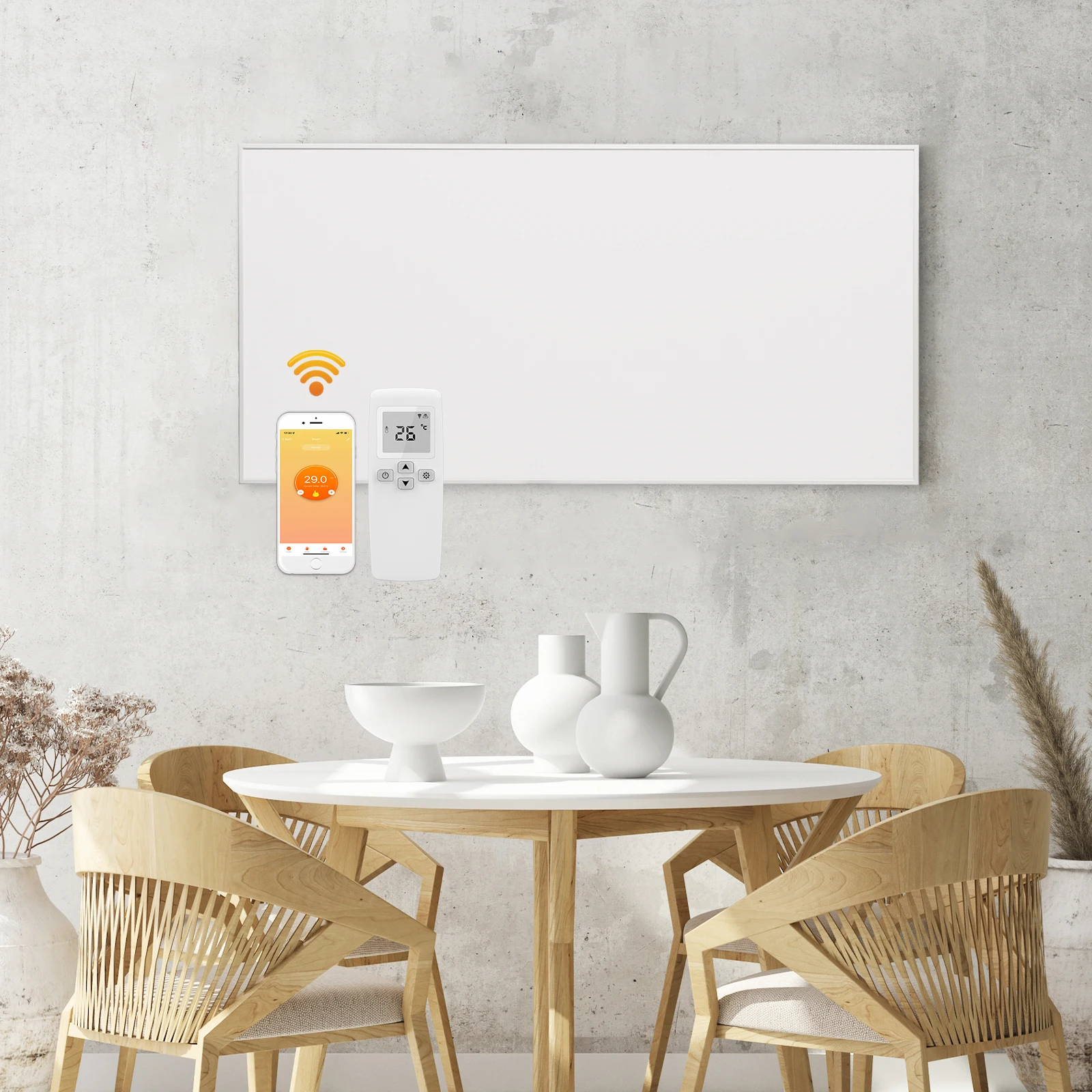 

White 800W Surface Infrared Panel Heater 100*60cm Electric Wall Mounted Bathroom Heater 5 Fast Heating 500W