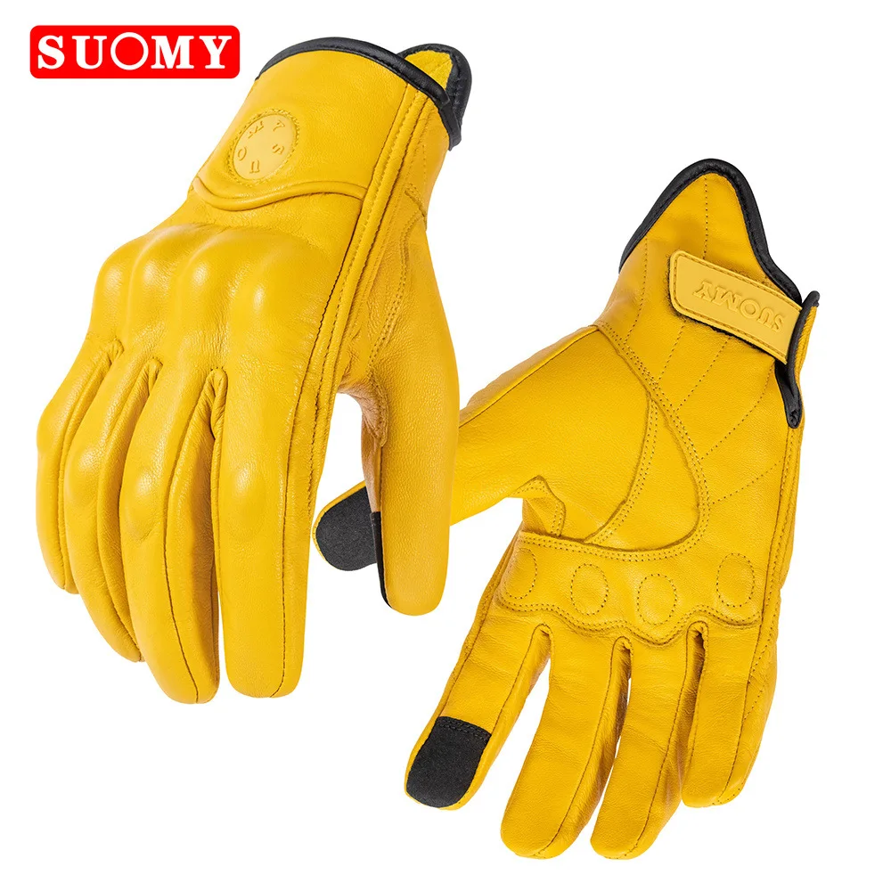 

Leather Motorcycle Gloves Anti Drop Shock-absorbing Touch Screen Cycling Riding Mittens Perforated Men's Women's Outdoor Sports
