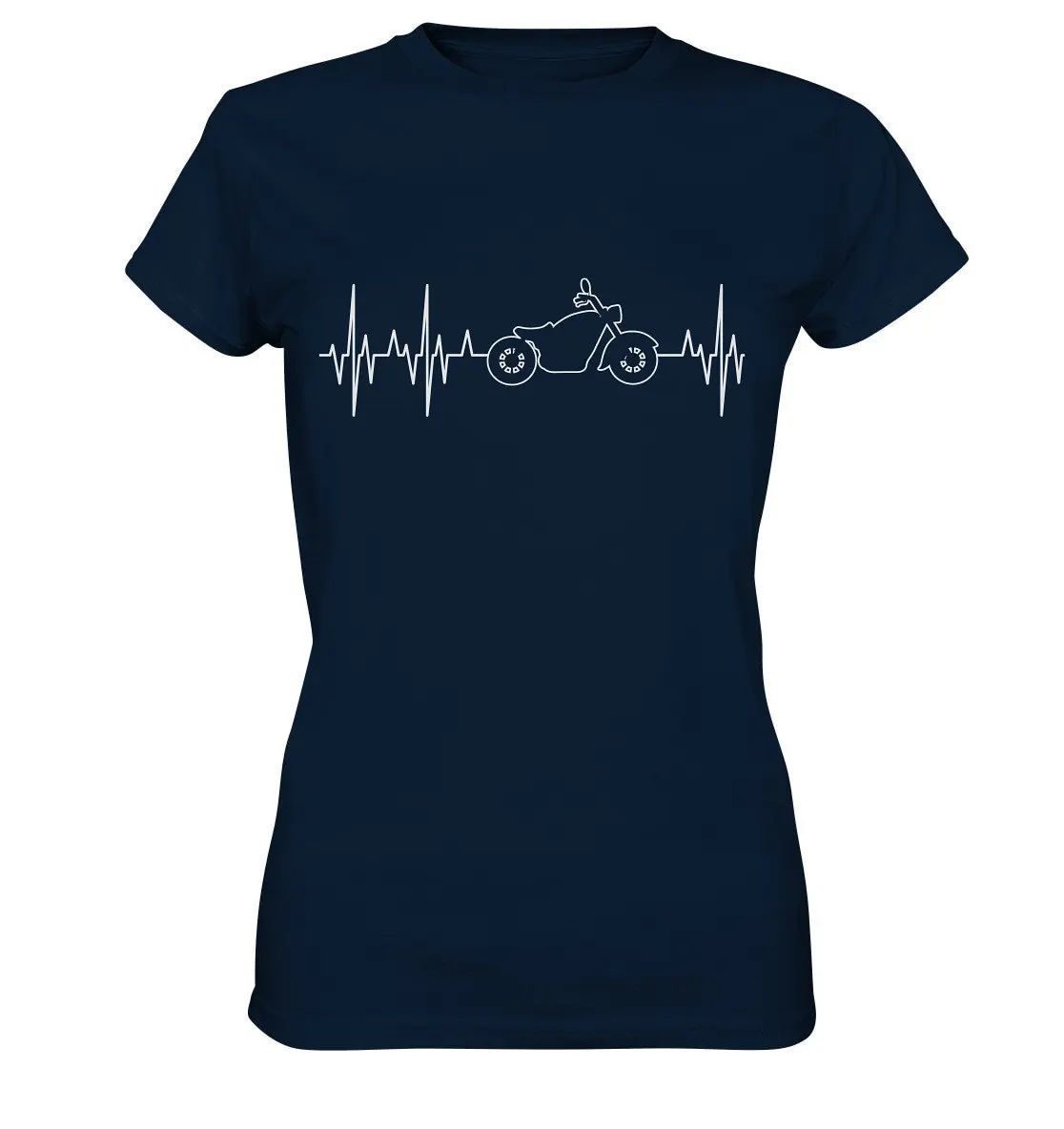 Motorcycle Heartbeat Ekg Line Biker Motorcyclist Ladies Premium T Shirt