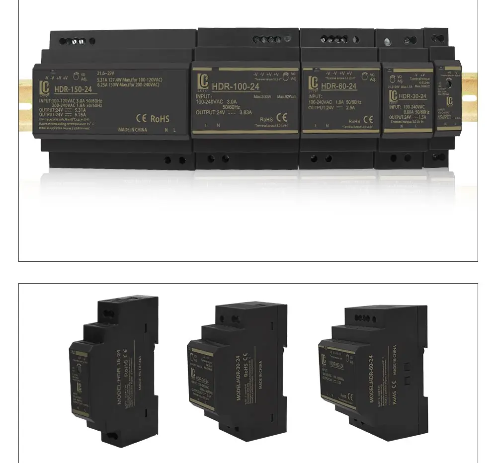 LCTC HDR Schaltnetzteil 15W30W60W100W150W 5V12V24V48V Schienentransformator Dünnes Schaltnetzteil – Detail 15