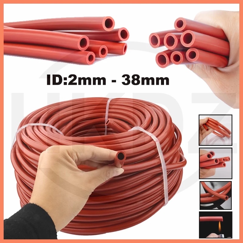 

Red Silicone Hose Heat Resistant Thicked Fuel Tank Pipe Flexible High-Temperature Oil-resistant Rubber Hose ID 2mm -38mm
